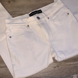 Express Mid Rise Flared White Jeans